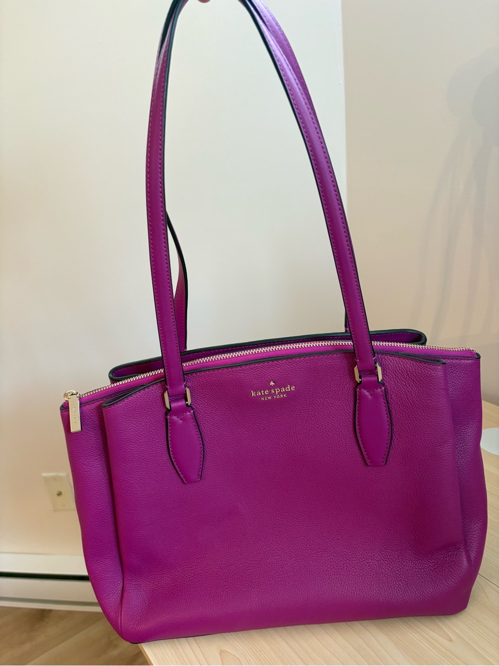 Kate Spade Monet Large Triple Compartment Tote in Magenta
